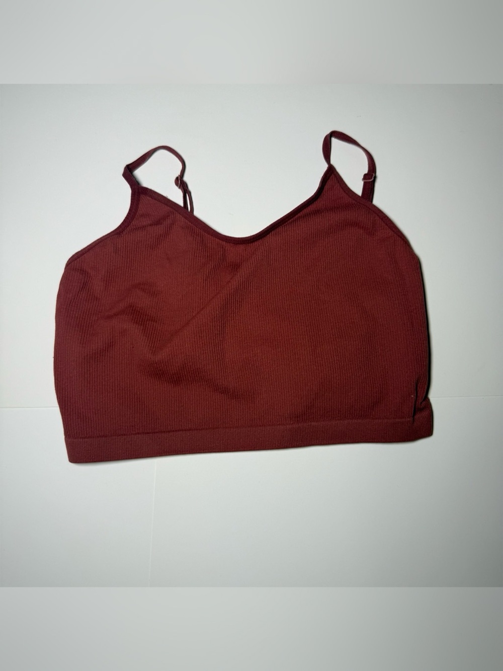 Bozzolo Seamless Ribbed Adjustable Strap Cami Crop Top Red Small/Medium